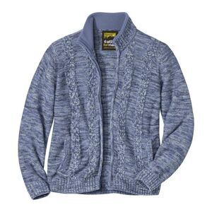 Atlas For Men Mens Mottled Knitted Full Zip Jacket / Blue